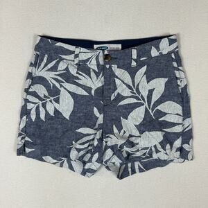 Old Navy Everyday Shorts Womens 2 Chambray Blue Tropical Linen Relaxed Mid Rise